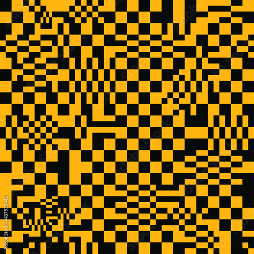 Failure checkered pattern in black and yellow. seamless vector