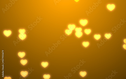 Valentine day gold hearts on gold background.