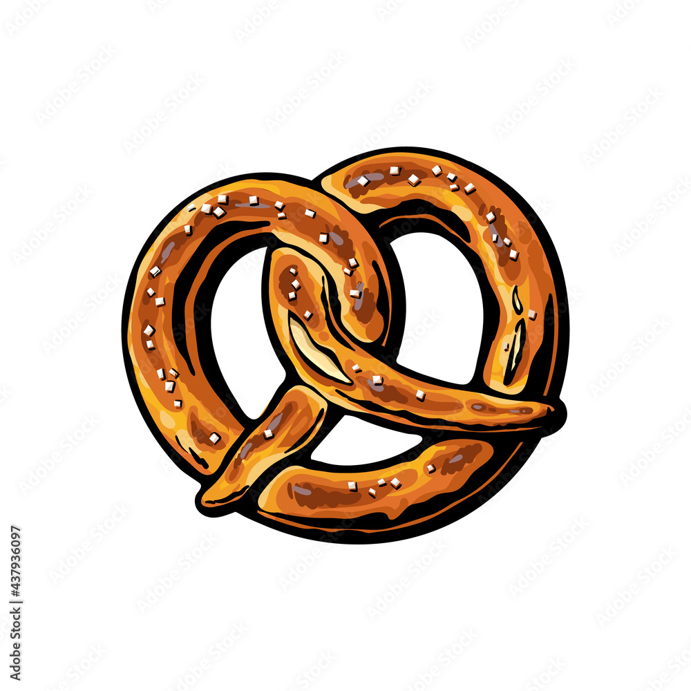 Bavarian pretzel. Vector illustration isolated on white background. Bavarian pretzel. Vector illustration isolated on white background.