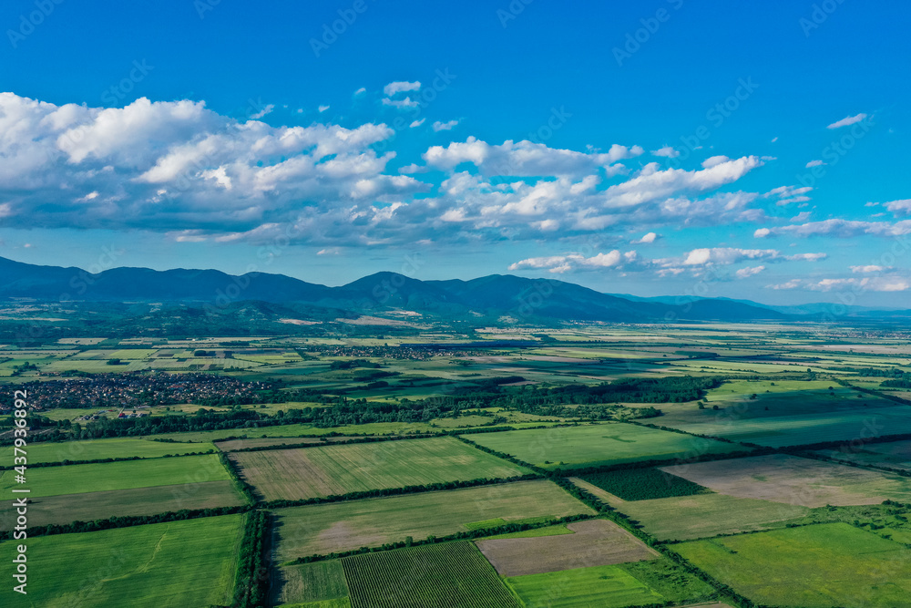 Fototapeta premium View of the countryside, farming fields, plantation in mountains.