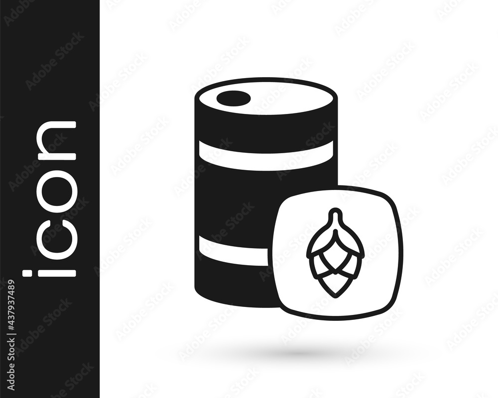 Black Metal beer keg icon isolated on white background. Vector