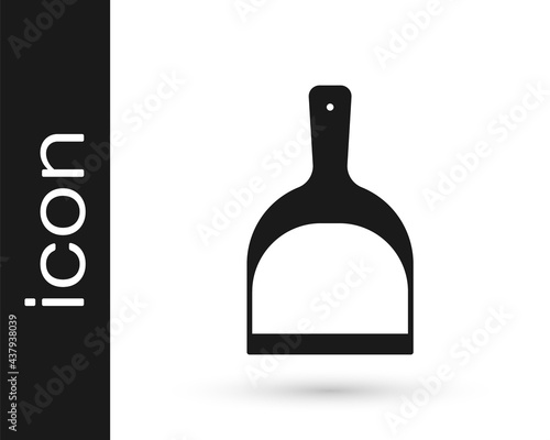 Black Dustpan icon isolated on white background. Cleaning scoop services. Vector