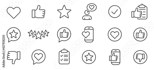 Feedback thin line icons set. Review icons vector