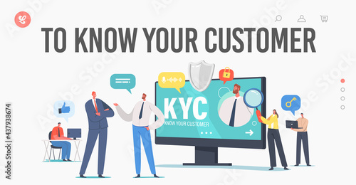 KYC, Know Your Customer Landing Page Template. Business Verifying of Clients Identity and Assessing their Suitability