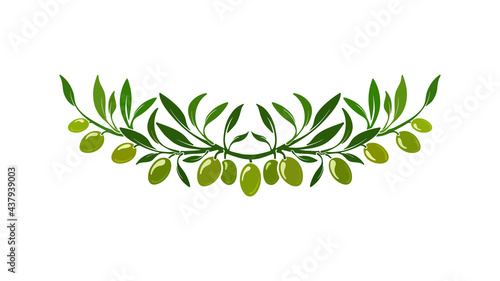 Olive wreath. Vector ornament, italy pattern.