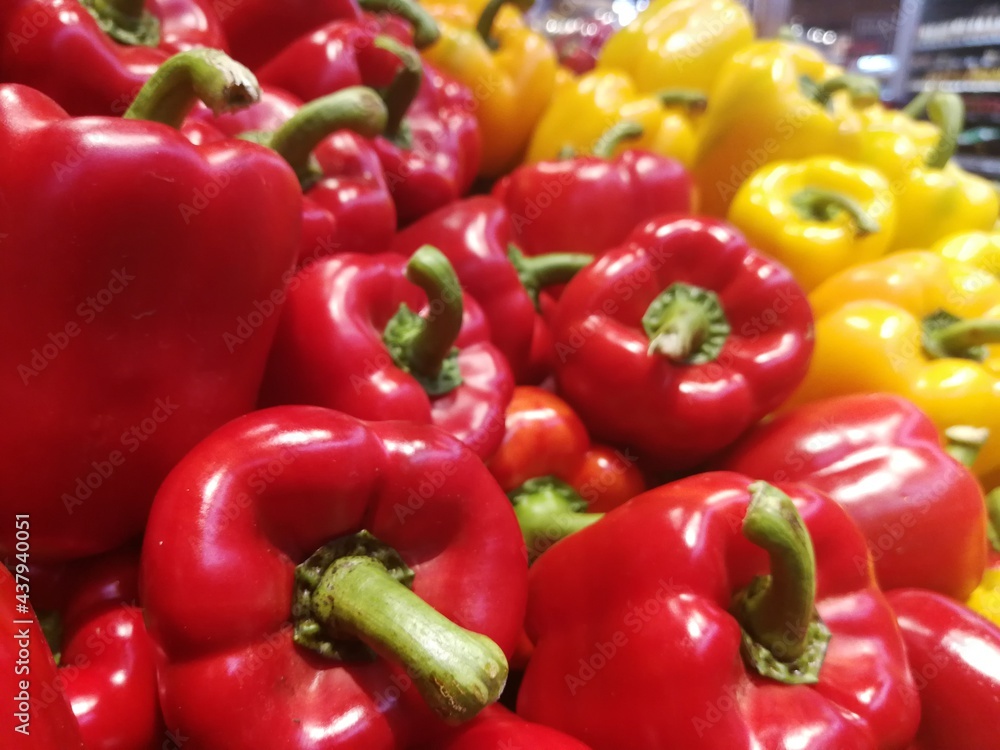 Yellow and red bell pepper or capsicum