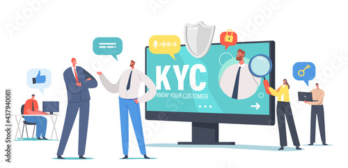 KYC, Know Your Customer Concept, Business Verifying of Clients Identity or Suitability, Businesspeople Learning Customer