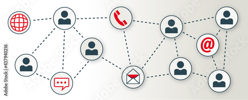 Contact and communication vector illustration banner