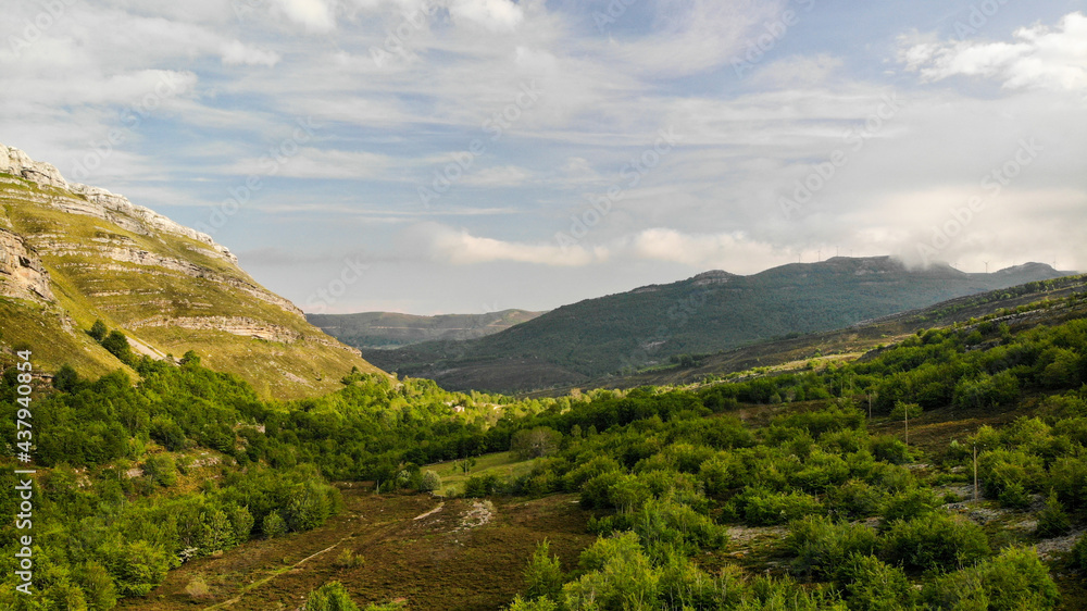 Pasiega Mountains in the north of Spain from a Drone view
