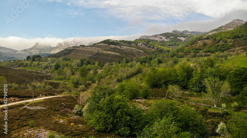 Pasiega Mountains in the north of Spain from a Drone view