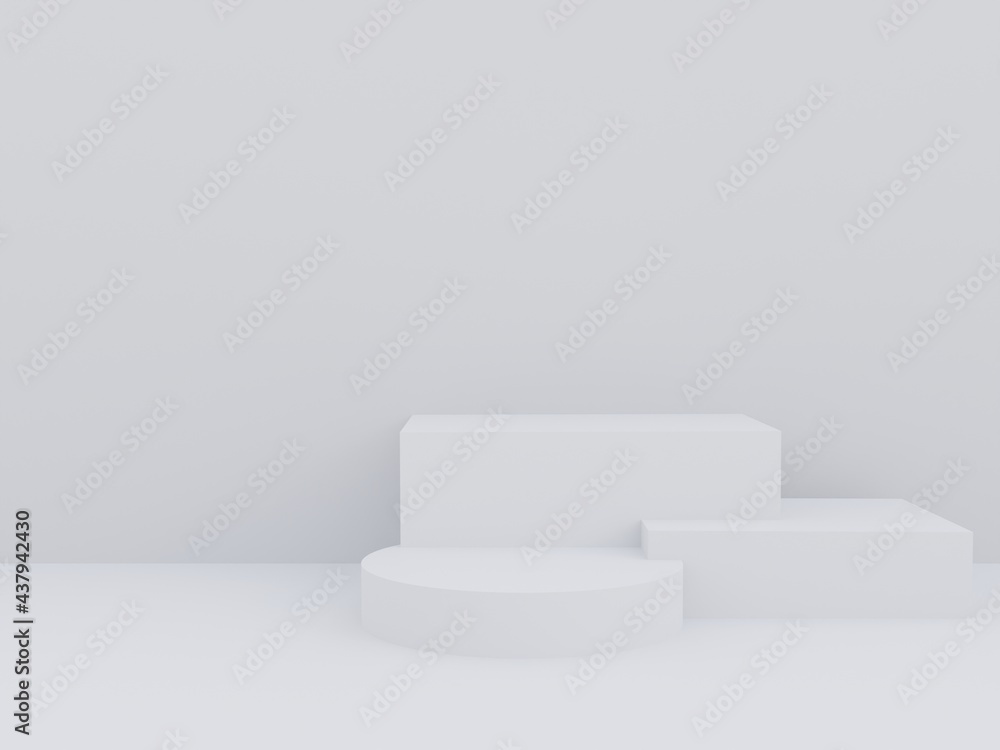 Scene with podium for mock up presentation in minimalism style with copy space, 3d render abstract background Scene with podium for mock up presentation in minimalism style with copy space, 3d render abstract background