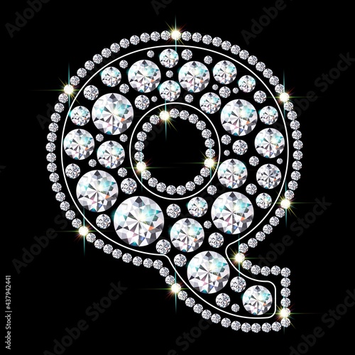 Letter Q made from sparkling diamonds vector eps 10