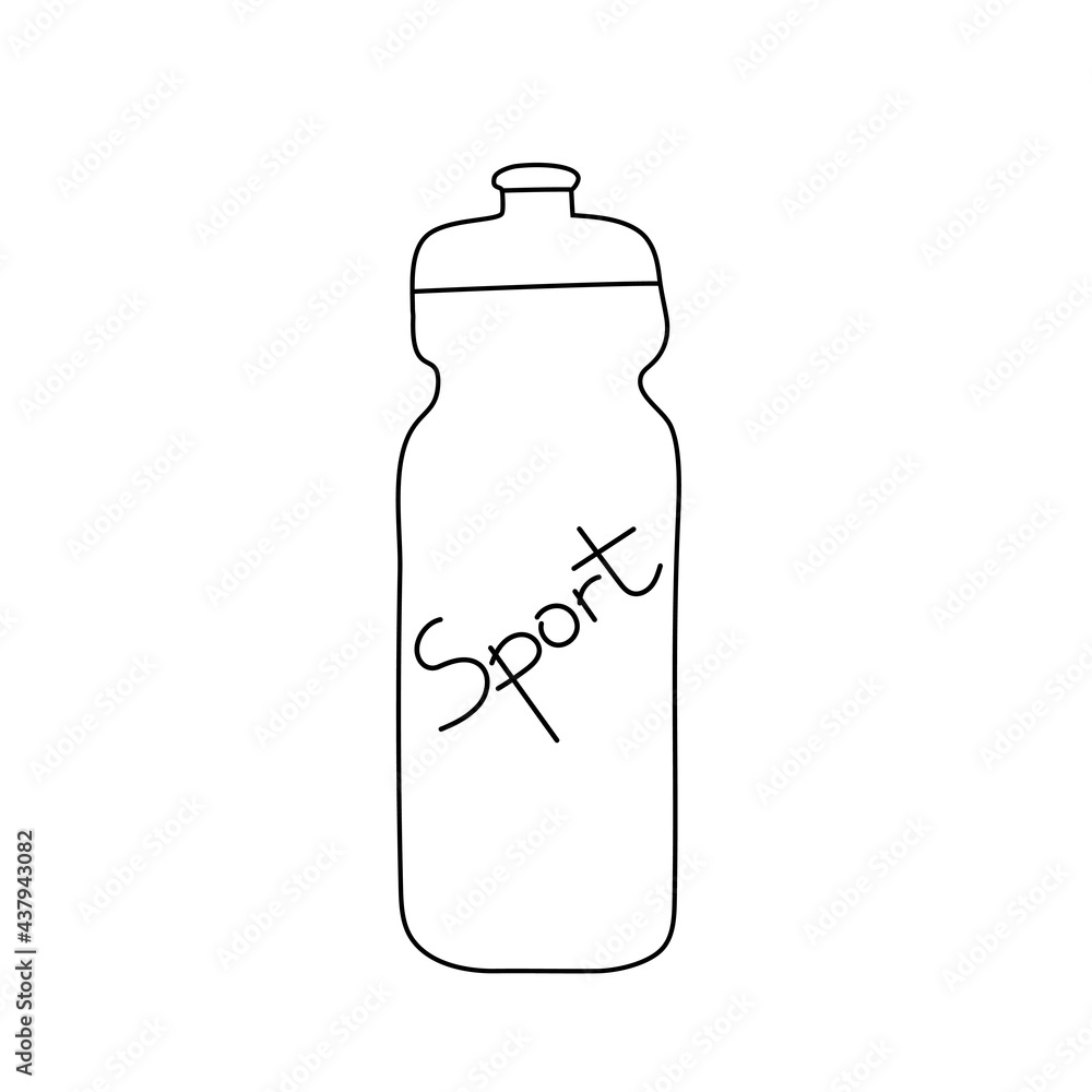 Sport water bottle. Doodle line art. Illustration of container water for sport and fitness. Sport water bottle. Doodle line art. Illustration of container water for sport and fitness.
