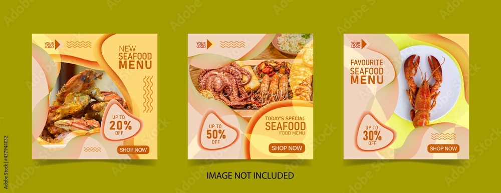 Social media post template for food menu promotion banner frame.