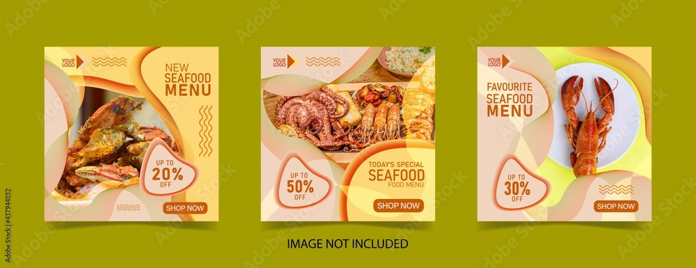 Social media post template for food menu promotion banner frame. Social media post template for food menu promotion banner frame.