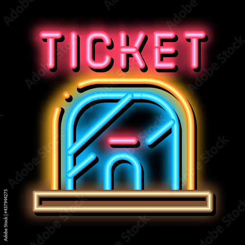 Ticket Casa neon light sign vector. Glowing bright icon Ticket Casa Sign. transparent symbol illustration