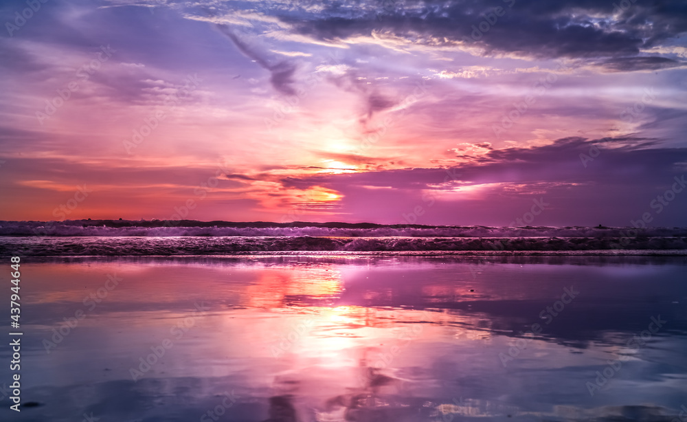 Purple sunset at the beach Bali