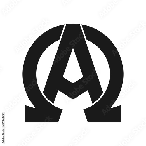 Alpha and omega symbol glyph icon. Clipart image isolated on white background photo