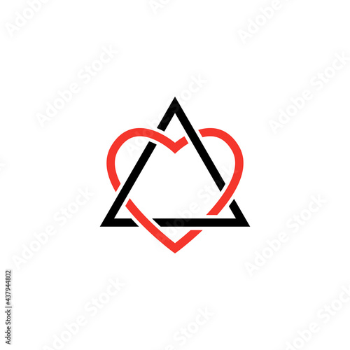 Triangle heart adoption symbol glyph icon. Clipart image isolated on white background