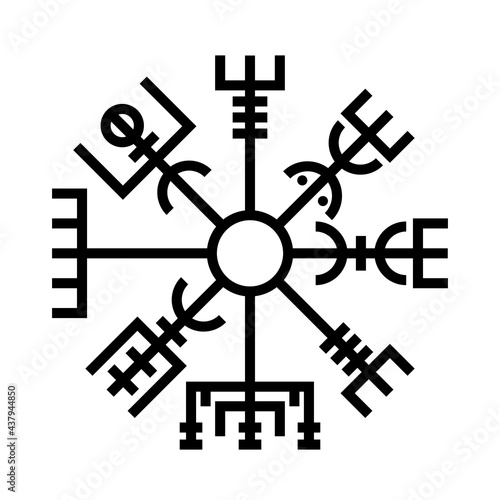 Vegvisir Viking Compass line icon. Clipart image isolated on white background