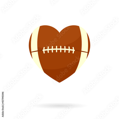 Heart shaped football icon. Clipart image isolated on white background