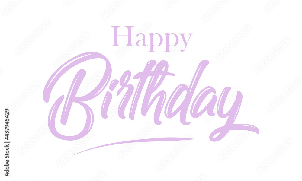 Happy birthday text. Exquisite greeting card, banner in pink. Happy birthday text. Exquisite greeting card, banner in pink.