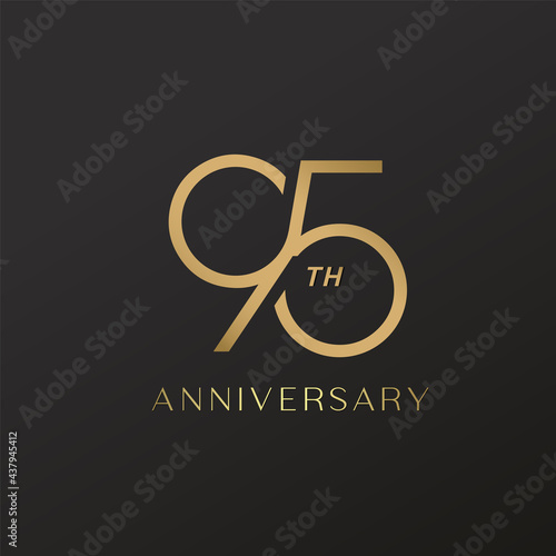 95th anniversary celebration logotype with elegant number shiny gold design