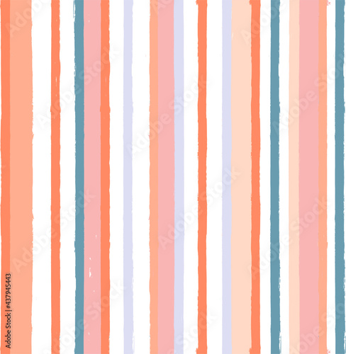 Seamless stripe Pattern, Hand drawn stripes modern vector background. Girly brush stroke, grunge paint lines, watercolor illustration