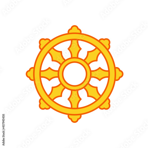 Buddhist dharma wheel filled outline icon. Clipart image isolated on white background