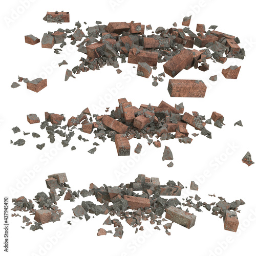 Canvastavla 3D render of brick and rubble illustration