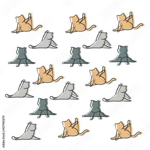 Character activity cartoon cat vector set pastel color.