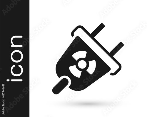 Black Radiation electrical plug icon isolated on white background. Nuclear energy. Vector