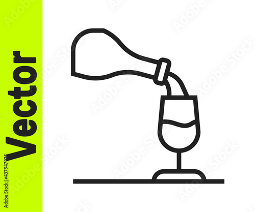 Black line Wine tasting, degustation icon isolated on white background. Sommelier. Smells of wine. Vector