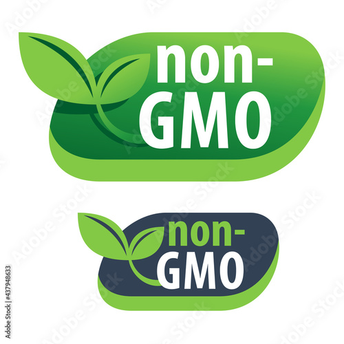 GMO free badge - green label with leaf and text