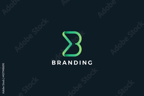 Letter B 3d green color creative business logo