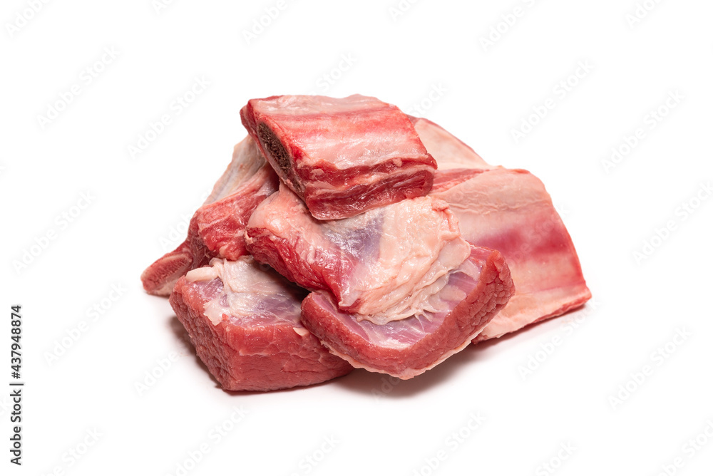 Raw beef ribs isolated on white background. Raw beef ribs isolated on white background.