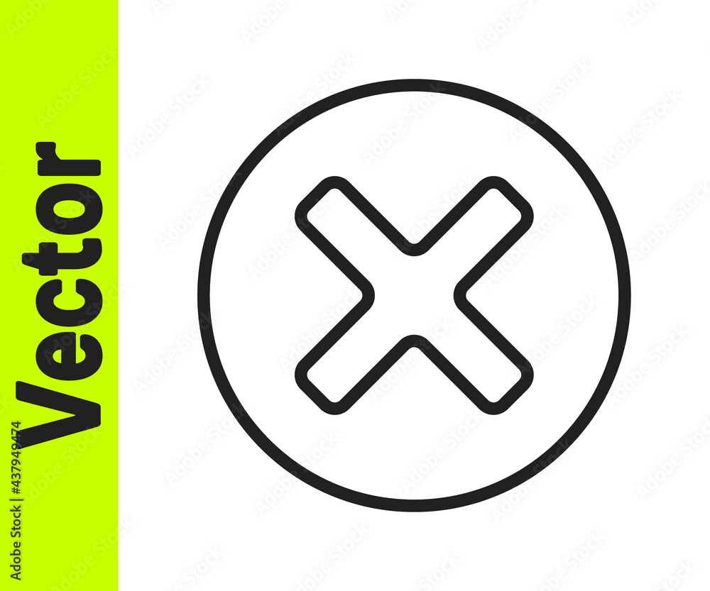 Black line X Mark, Cross in circle icon isolated on white background. Check cross mark icon. Vector Black line X Mark, Cross in circle icon isolated on white background. Check cross mark icon. Vector