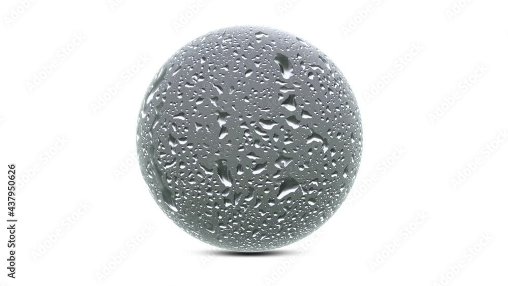 Rain drops on 3d sphere isolated on white. Seamless looping. Rain drops on 3d sphere isolated on white. Seamless looping.
