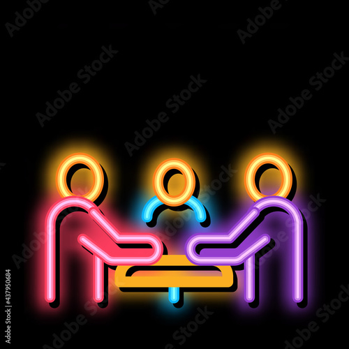 third party discussion neon light sign vector. Glowing bright icon third party discussion sign. transparent symbol illustration