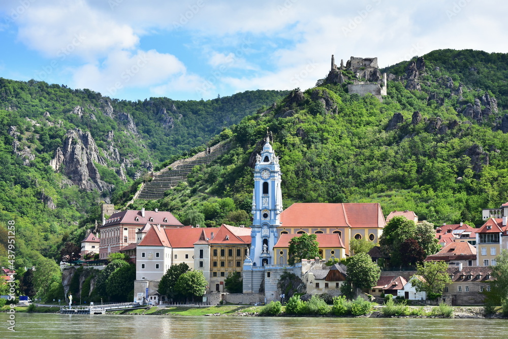 Durnstein village on the Danube River in Wachau Valley