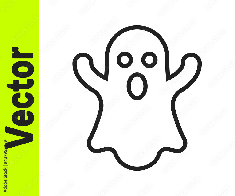 Black line Ghost icon isolated on white background. Happy Halloween party. Vector Black line Ghost icon isolated on white background. Happy Halloween party. Vector