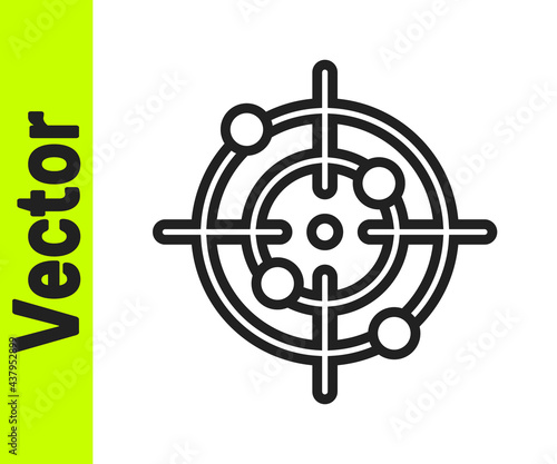 Black line Target sport icon isolated on white background. Clean target with numbers for shooting range or shooting. Vector