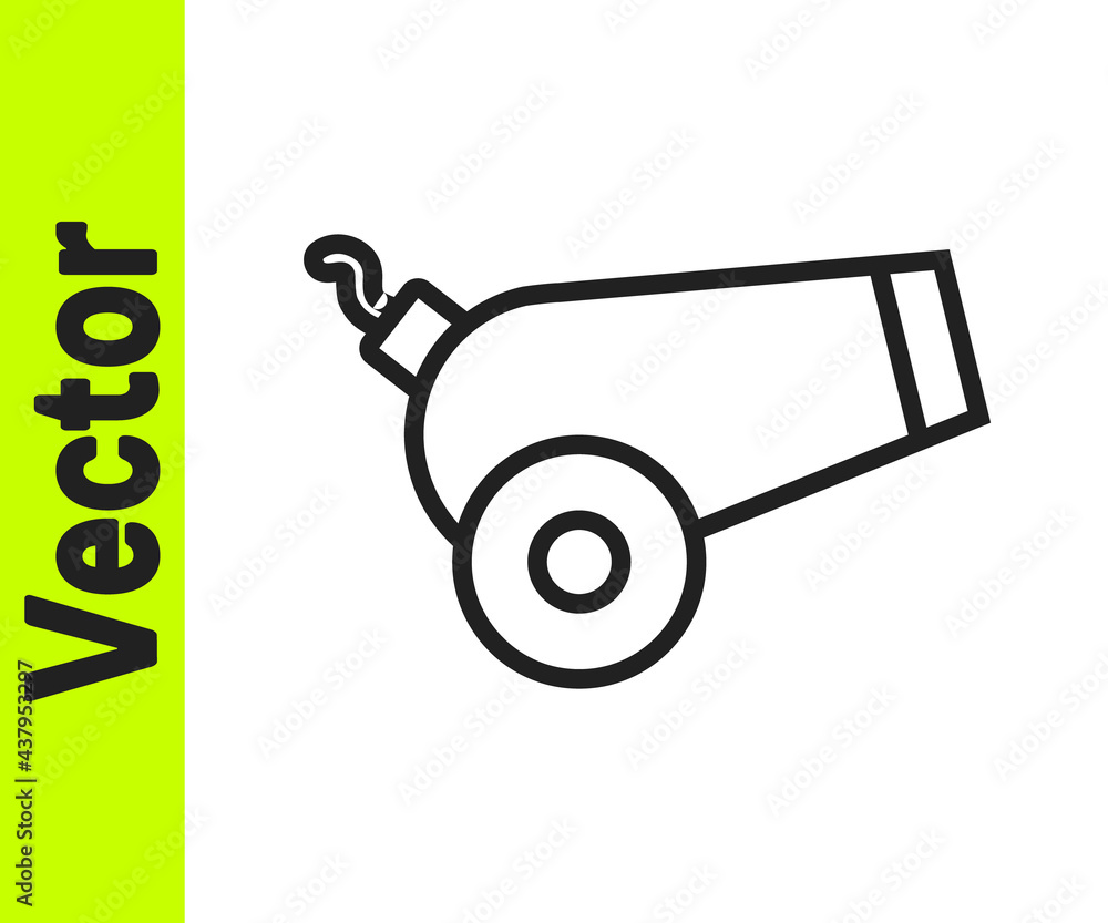 Black line Cannon icon isolated on white background. Vector Black line Cannon icon isolated on white background. Vector
