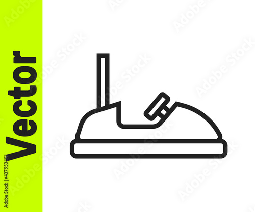Black line Bumper car icon isolated on white background. Amusement park. Childrens entertainment playground, recreation park. Vector