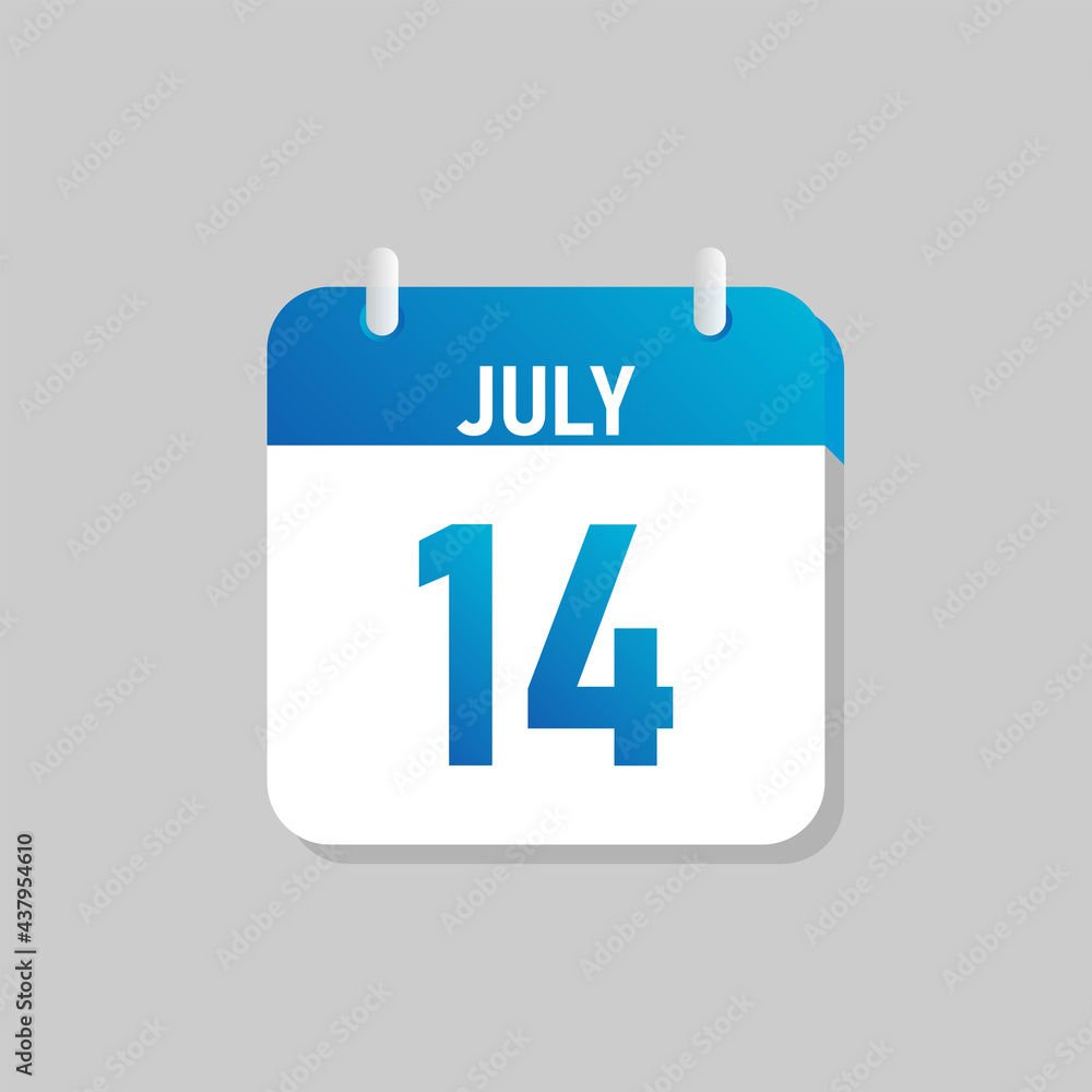 White daily calendar Icon July in a Flat Design style. Easy to edit Isolated vector Illustration. White daily calendar Icon July in a Flat Design style. Easy to edit Isolated vector Illustration.