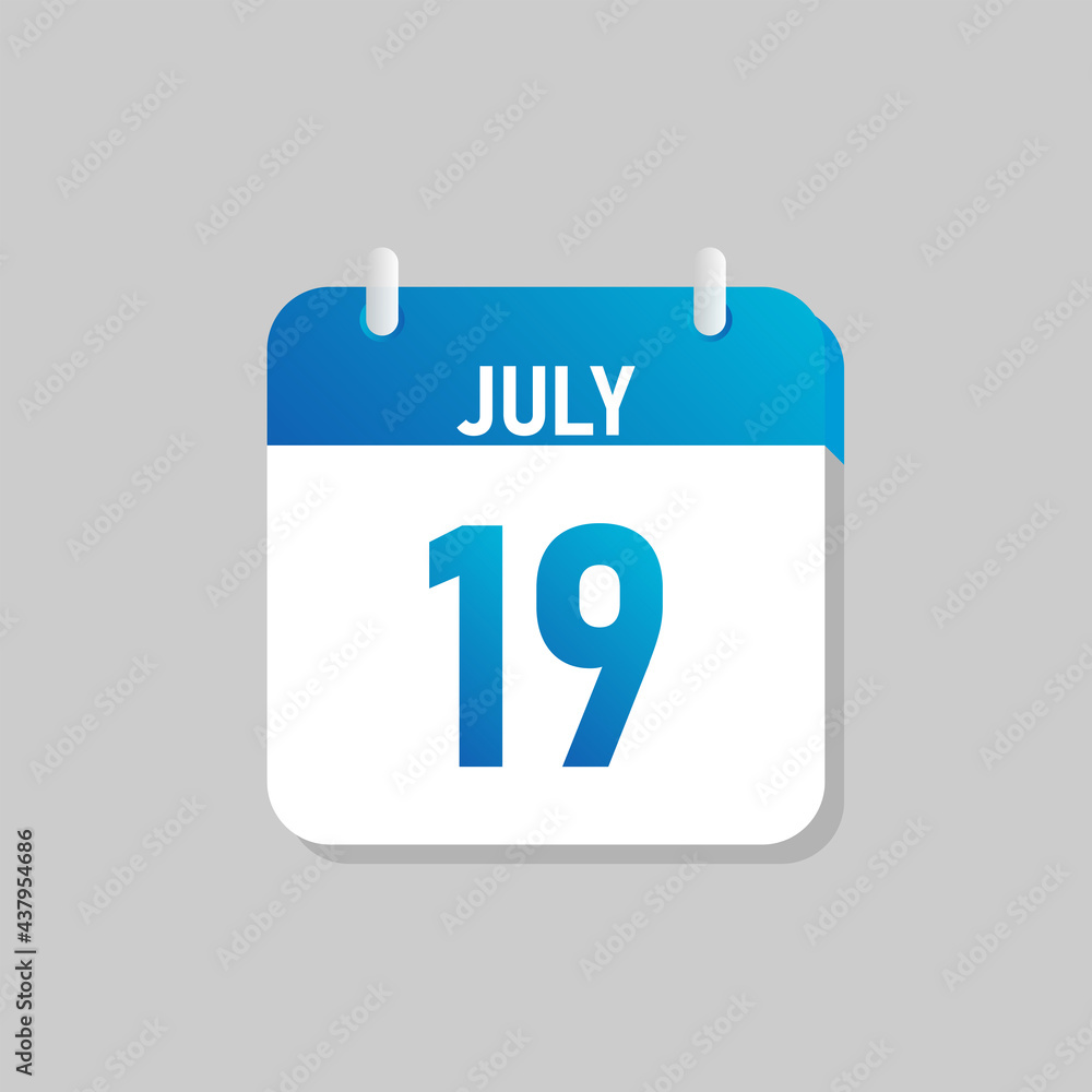 White daily calendar Icon July in a Flat Design style. Easy to edit Isolated vector Illustration. White daily calendar Icon July in a Flat Design style. Easy to edit Isolated vector Illustration.