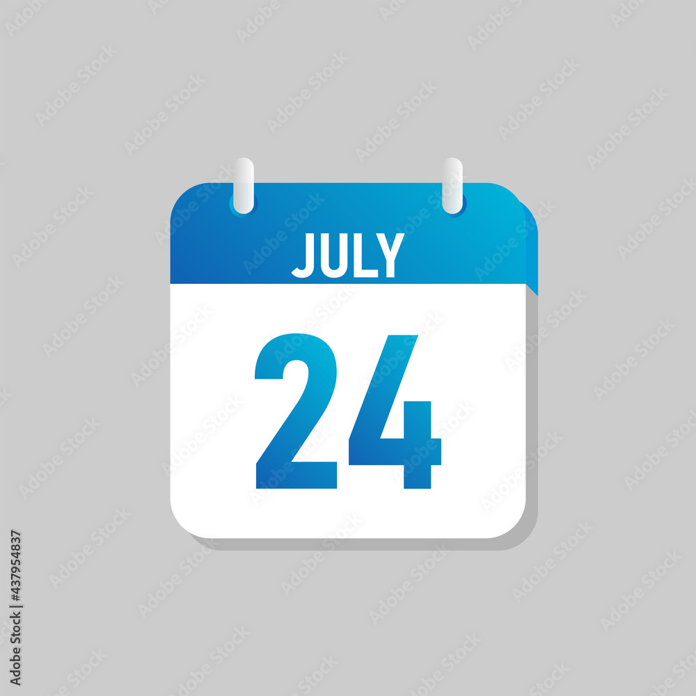 White daily calendar Icon July in a Flat Design style. Easy to edit Isolated vector Illustration. White daily calendar Icon July in a Flat Design style. Easy to edit Isolated vector Illustration.