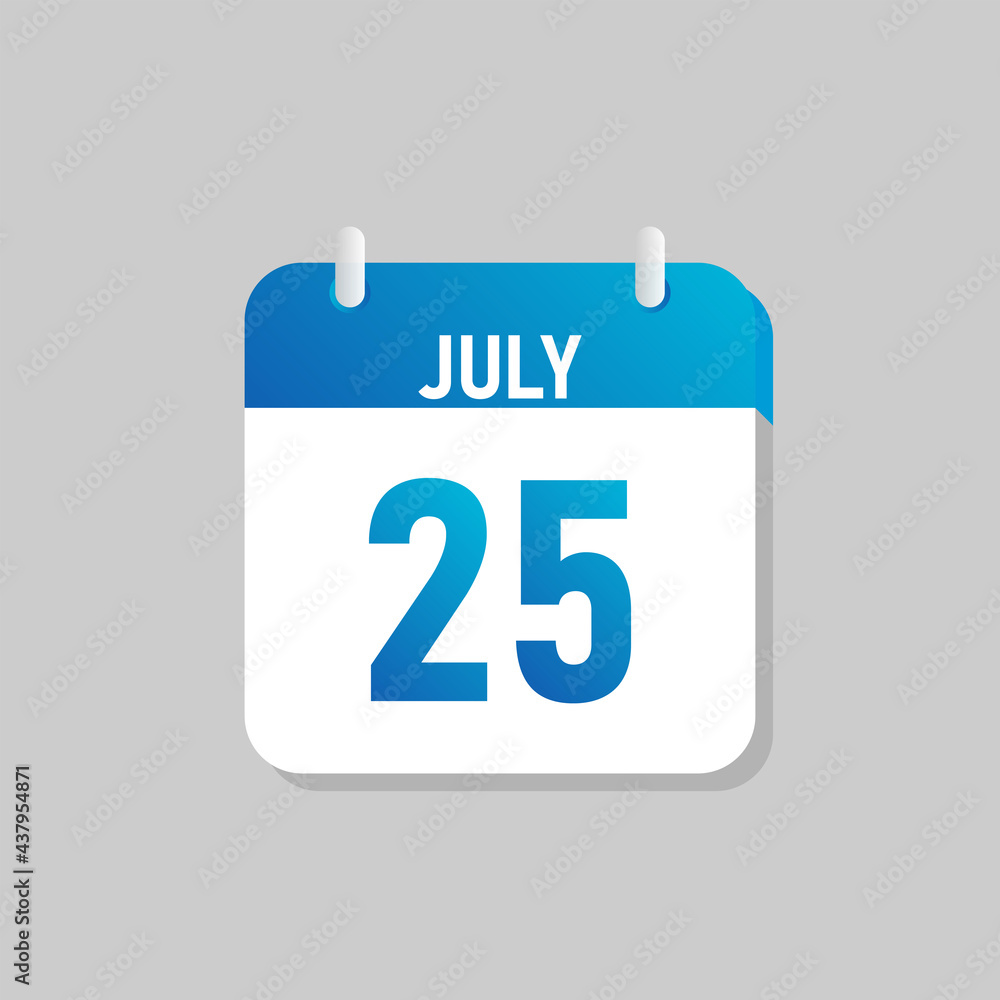 White daily calendar Icon July in a Flat Design style. Easy to edit Isolated vector Illustration. White daily calendar Icon July in a Flat Design style. Easy to edit Isolated vector Illustration.