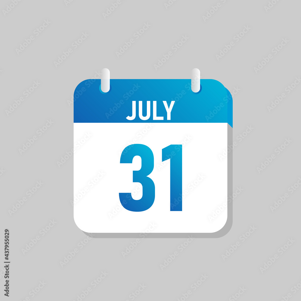 White daily calendar Icon July in a Flat Design style. Easy to edit Isolated vector Illustration. White daily calendar Icon July in a Flat Design style. Easy to edit Isolated vector Illustration.