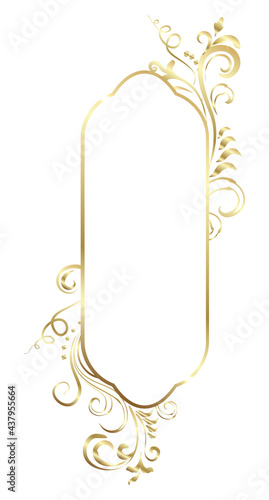 Golden shiny glowing ornate frame isolated over white